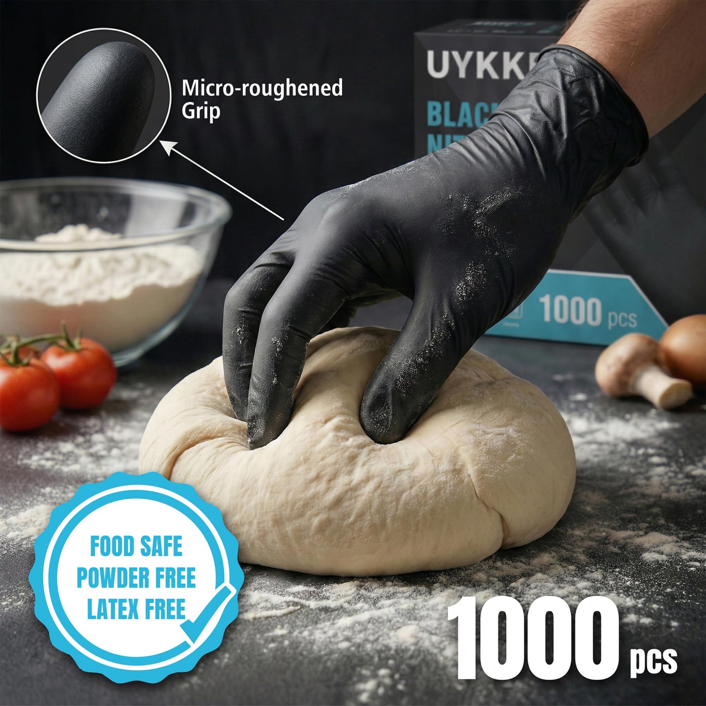 UYKKE 5 Mil Black Nitrile Gloves — 1000 Count