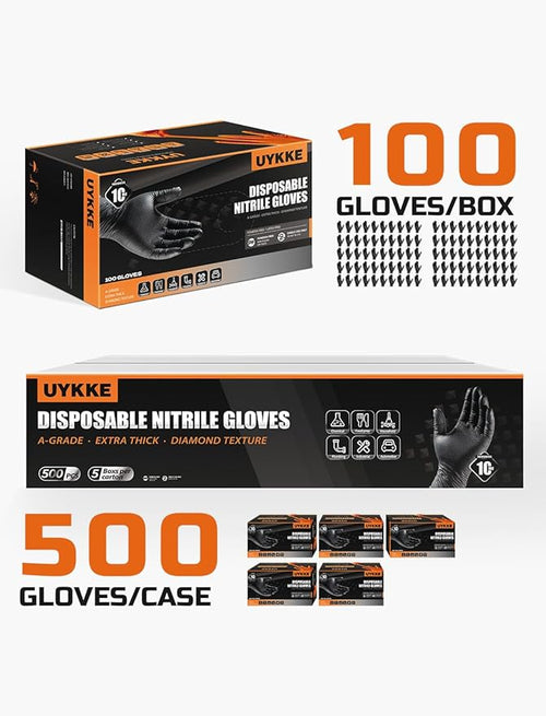 10mil Nitrile Gloves Thick,Industrial Disposable Gloves with Diamond Textured,Heavy Duty Mechanic Gloves,Latex Free