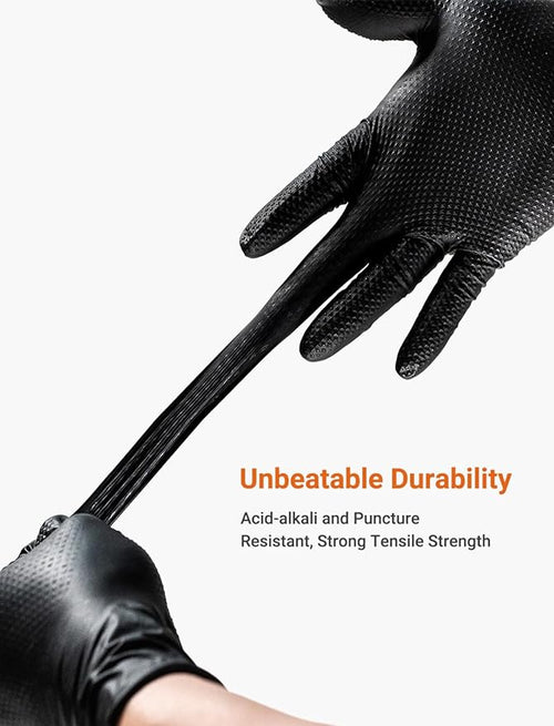 10mil Nitrile Gloves Thick,Industrial Disposable Gloves with Diamond Textured,Heavy Duty Mechanic Gloves,Latex Free