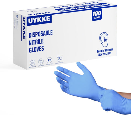 Nitrile Disposable Gloves 5 Mil Chemical Resistant Gloves Latex Free for Cleaning,Food Prep Cooking Home Tattoo,Blue