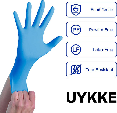 Nitrile Disposable Gloves 5 Mil Chemical Resistant Gloves Latex Free for Cleaning,Food Prep Cooking Home Tattoo,Blue