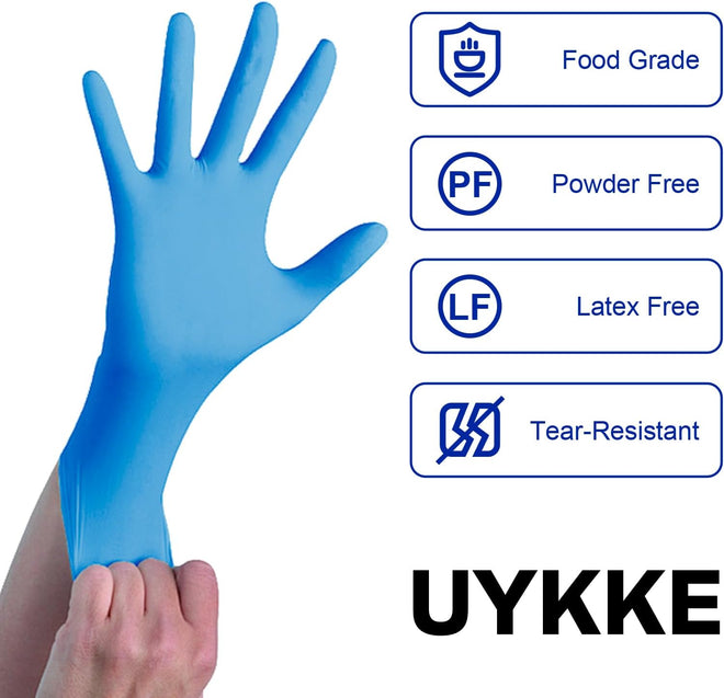 Nitrile Disposable Gloves 5 Mil Chemical Resistant Gloves Latex Free for Cleaning,Food Prep Cooking Home Tattoo,Blue