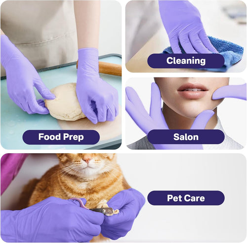 Nitrile Disposable Gloves 4 Mil Nitrile Cleaning Gloves Latex Free for Food Prep Cooking,Lab Home Salon&Tattoo,Purple