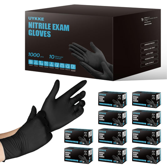 UYKKE 5 Mil Black Nitrile Gloves — 1000 Count