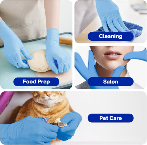 Nitrile Disposable Gloves 5 Mil Chemical Resistant Gloves Latex Free for Cleaning,Food Prep Cooking Home Tattoo,Blue