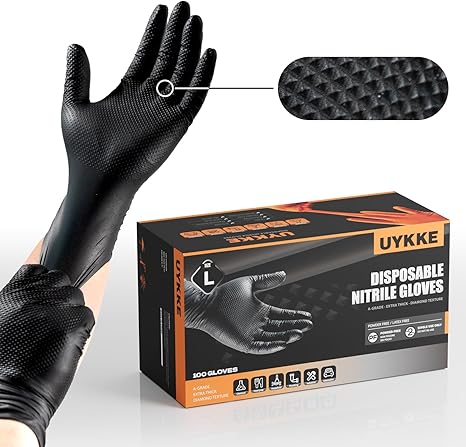 10mil Nitrile Gloves Thick,Industrial Disposable Gloves with Diamond Textured,Heavy Duty Mechanic Gloves,Latex Free