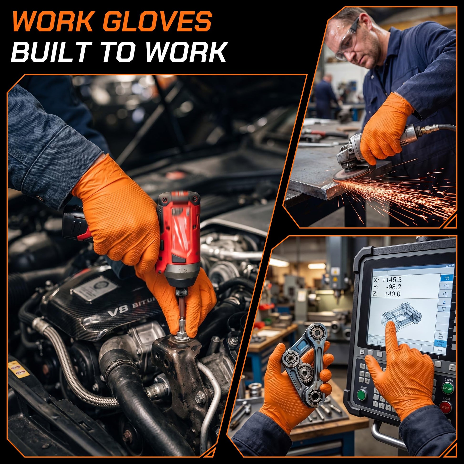 UYKKE 10 Mil Orange Nitrile Gloves — 100 Count