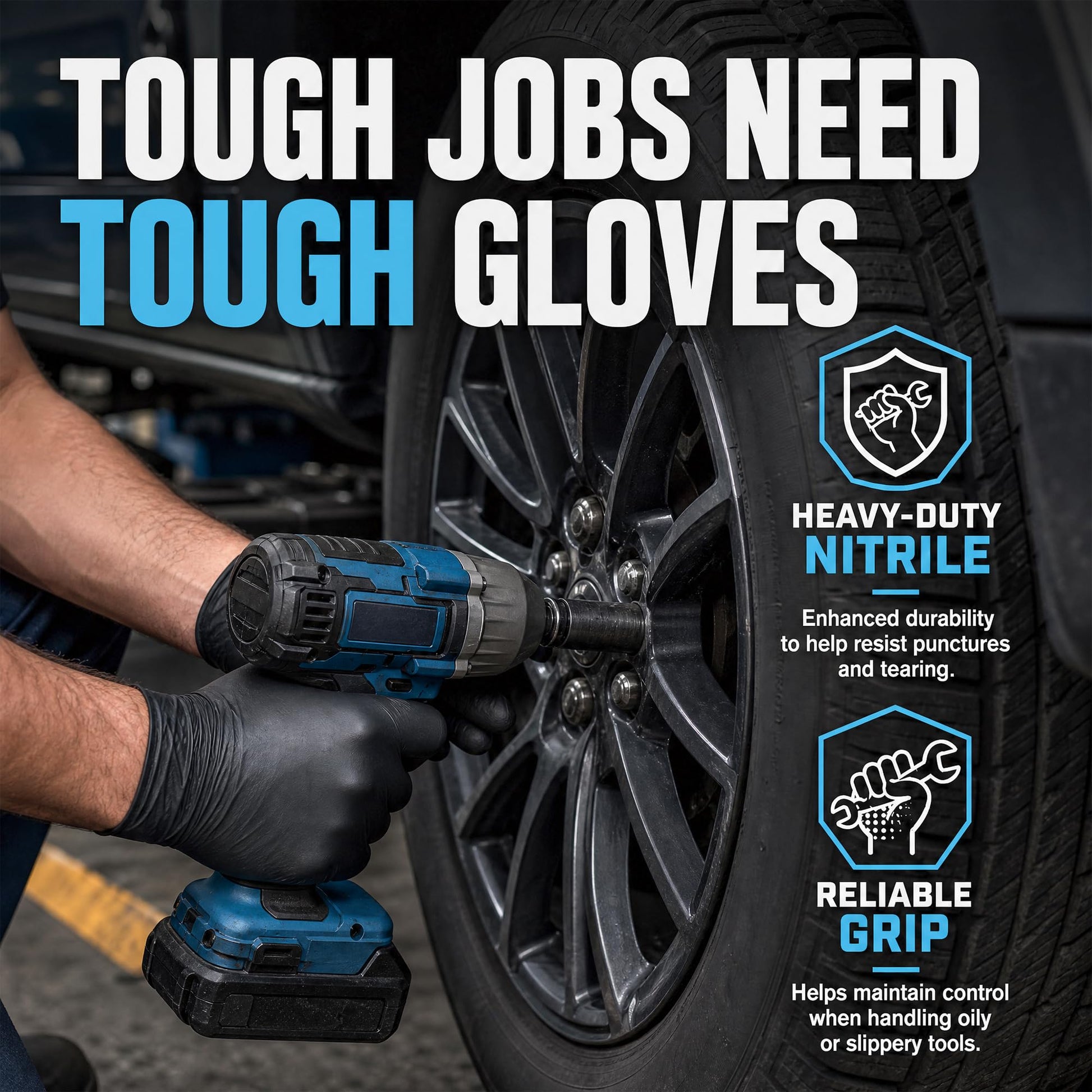 UYKKE 6 Mil Black Nitrile Gloves — 1000 Count