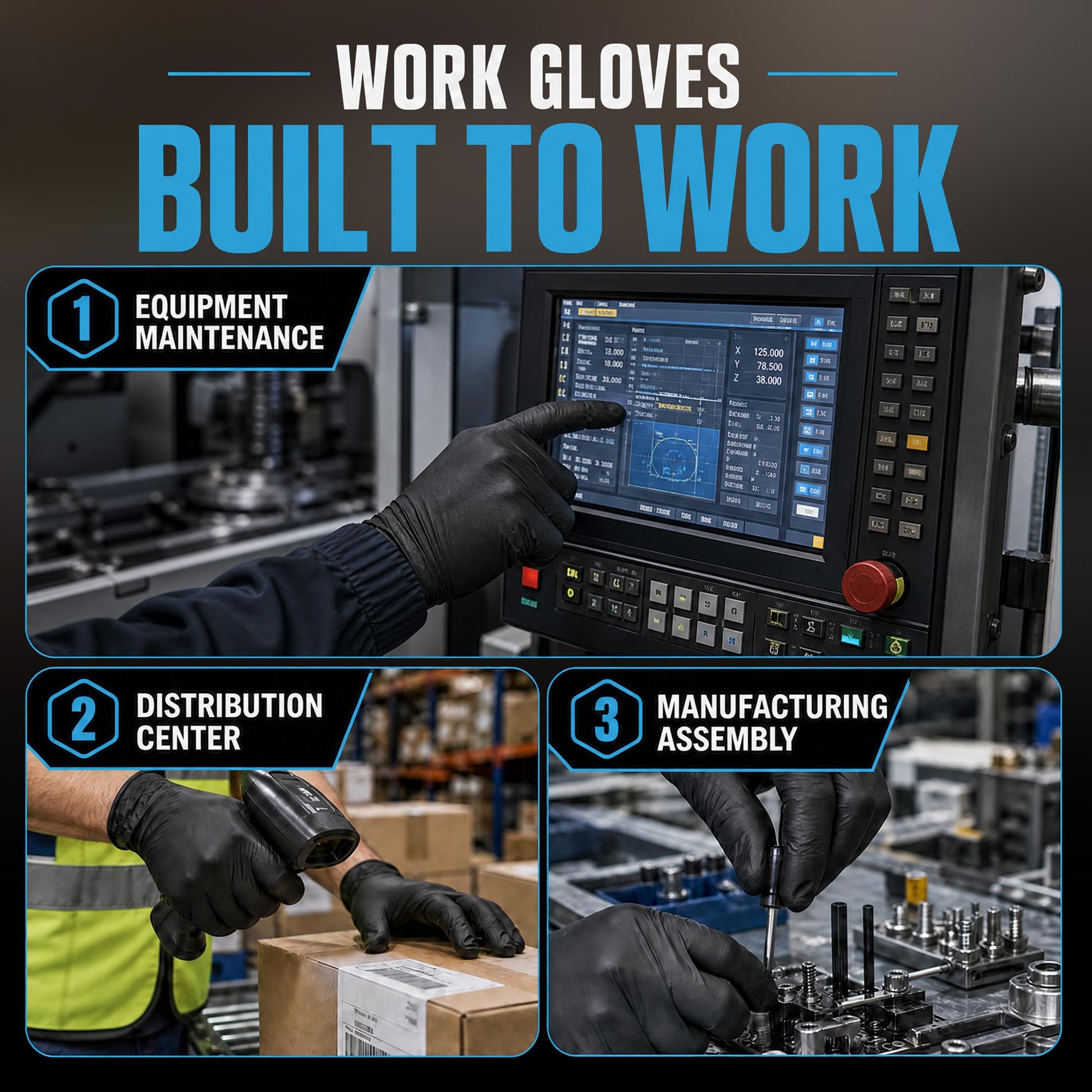 UYKKE 6 Mil Black Nitrile Gloves — 1000 Count