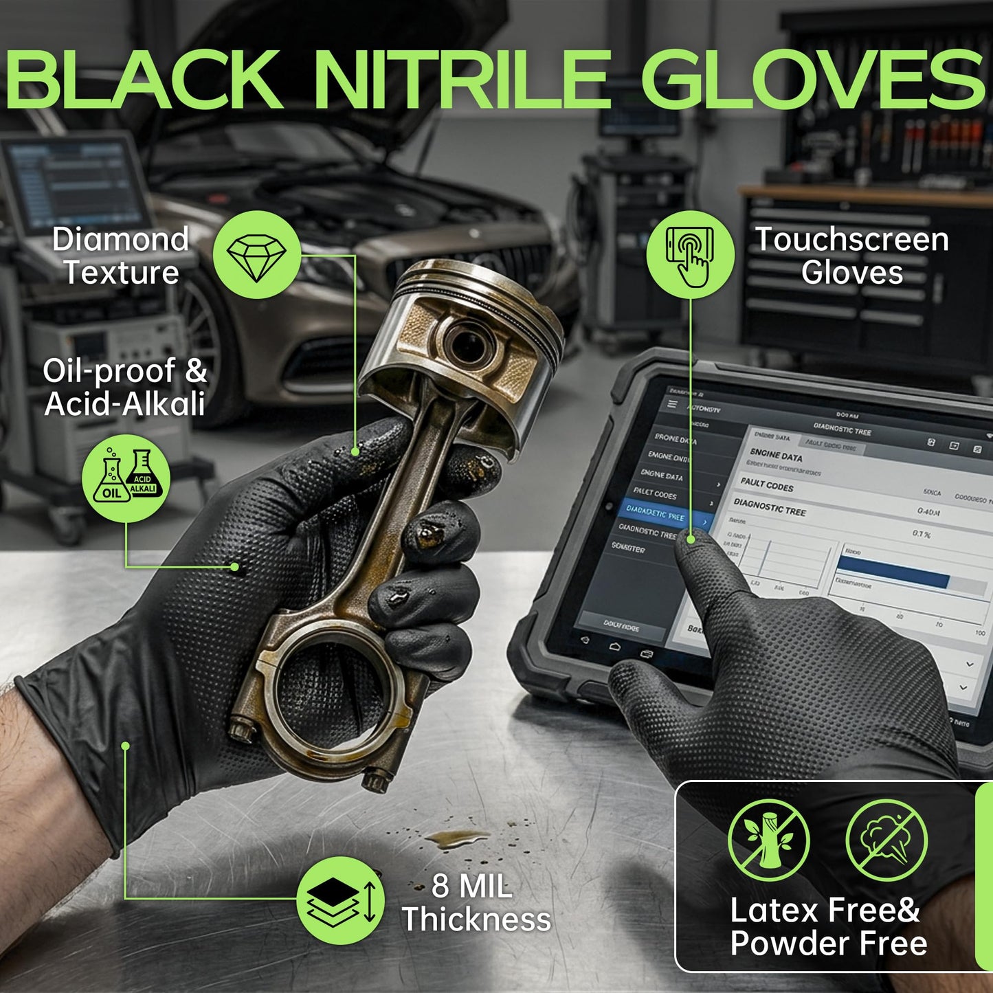 UYKKE SuSwel Series 8 Mil Black Nitrile Gloves — 1000 Count