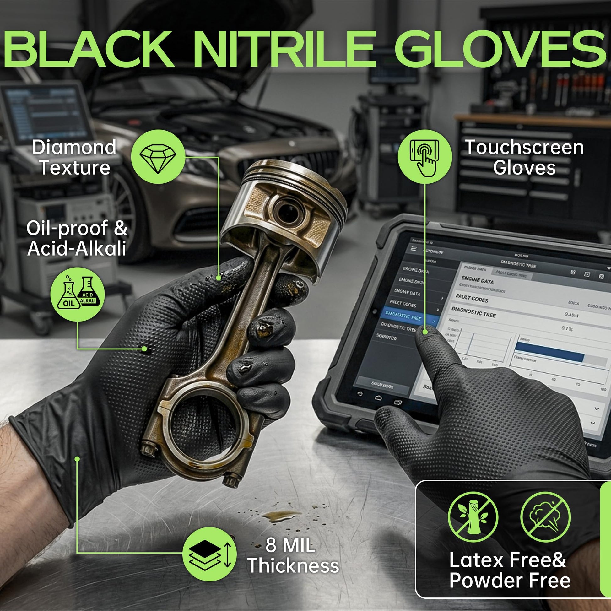 UYKKE SuSwel Series 8 Mil Black Nitrile Gloves — 1000 Count