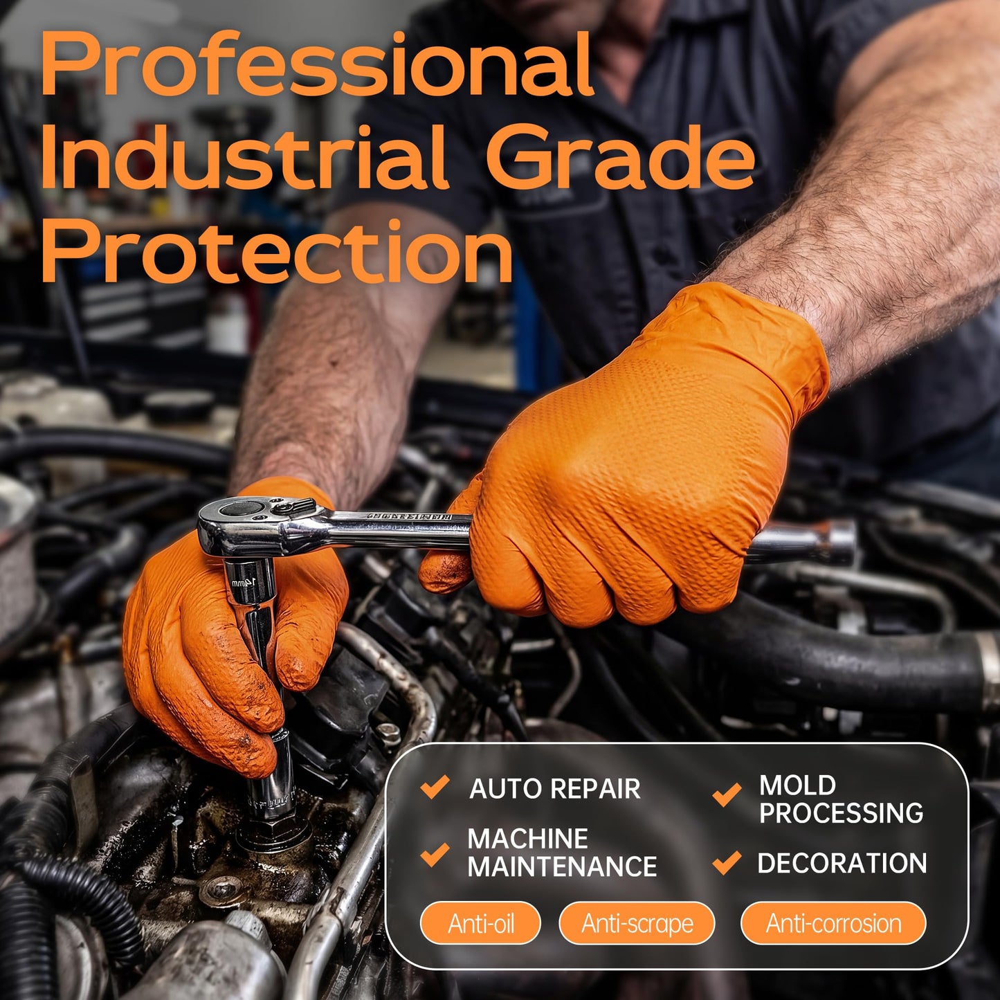 UYKKE SuSwel Series 8 Mil Orange Nitrile Gloves — 1000 Count