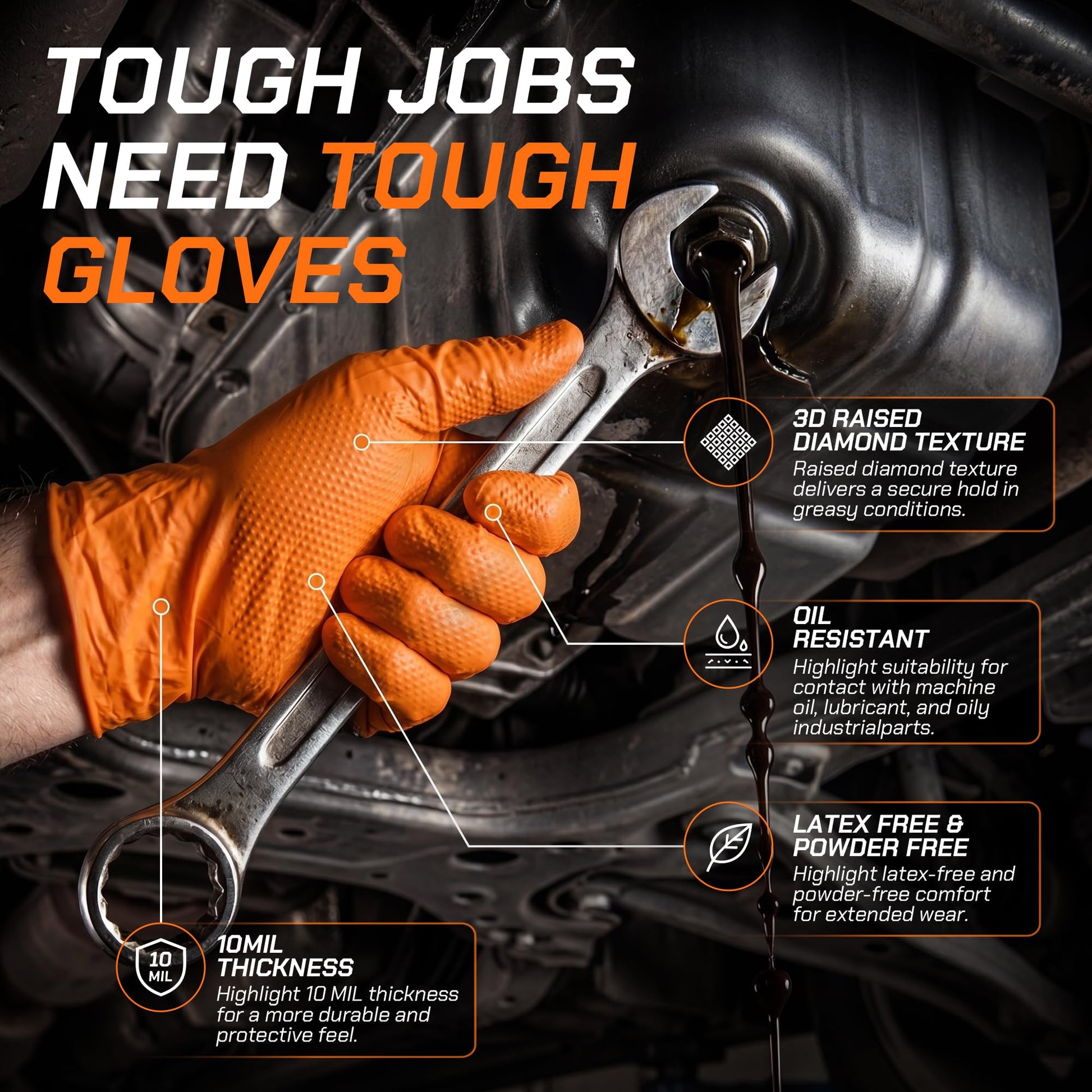 UYKKE 10 Mil Orange Nitrile Gloves — 100 Count