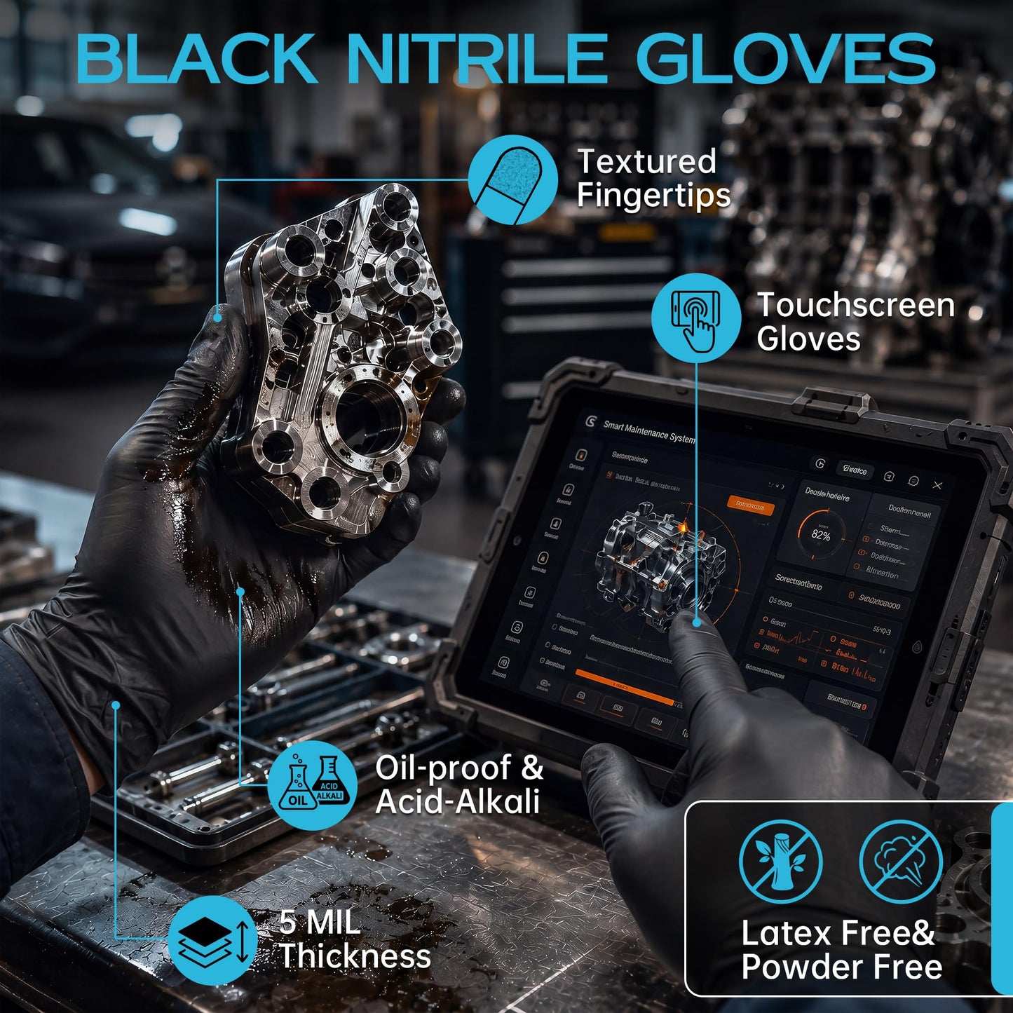 UYKKE 5 Mil Black Nitrile Gloves — 1000 Count