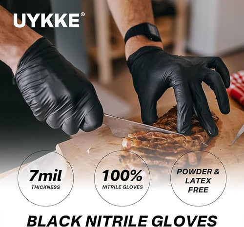 Heavy Duty 7mil Black Nitrile Gloves